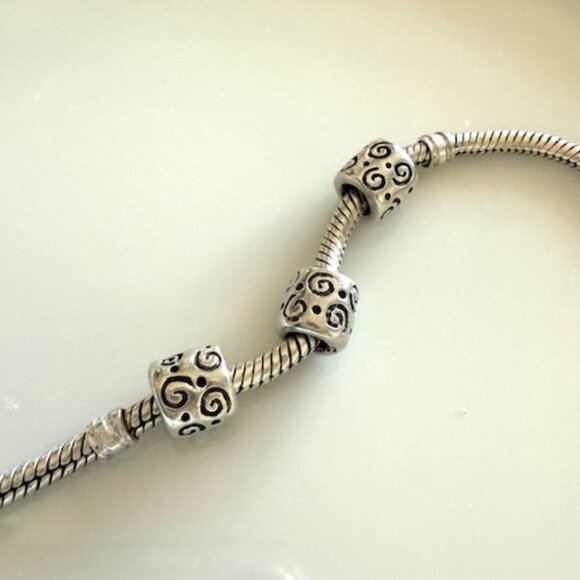 Three Retired Pandora Swirls & Dots Sterling Silver Charms - Picture 1 of 4